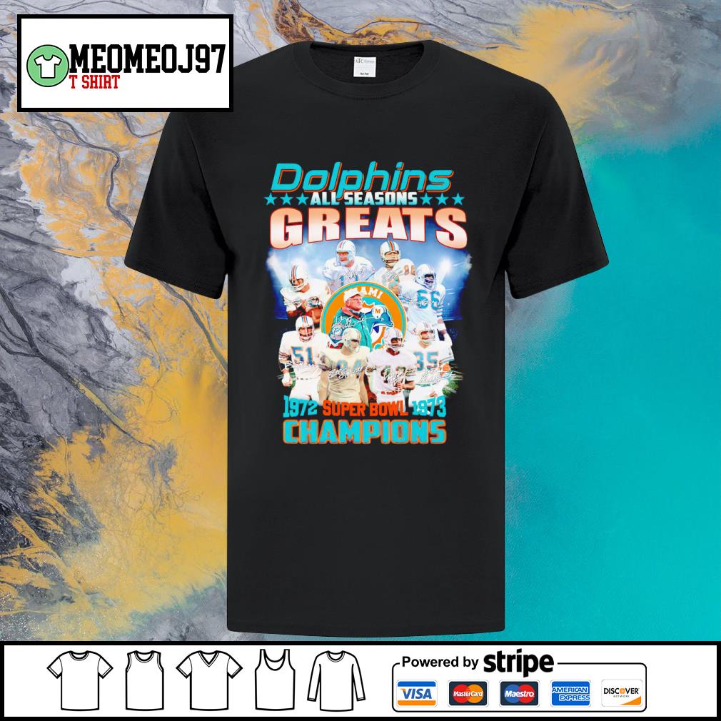 Official miami Dolphins all seasons greats 1972 super bowl 1973 Champions signatures shirt