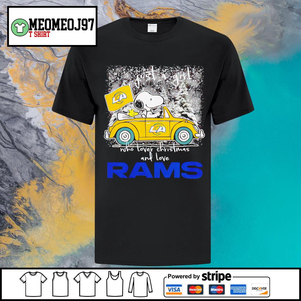 DalatFashionLLC snoopy And Woodstock Peanuts Just A Girl Who Lover Christmas And Love Los Angeles Rams shirt